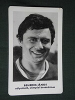 Card calendar, sports propaganda, Olympic champions, János Benedek weightlifting bronze medalist, 1973, (5)