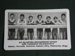 Kártyanaptár,Sportpropaganda,Olimpia,bronzérmes női tornász válogatott,Medvecky,Nagy,1973,   (5)