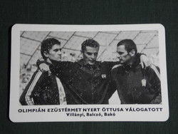 Card calendar, sports propaganda Olympic silver medalist quintet selected, Balczó, Bakó, Villányi, 1973, (5)