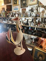 Hollóházi art deco rooster in perfect display case condition, first class size 15 cm