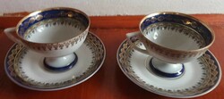 Kék - arany díszítésű luxus csésze készlet pár - teáscsészék alátét kistányérral