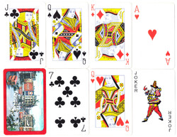 21. Francia kártya 52 + 2 joker Nemzetközi kártyakép 1960 körül Genechten Belgium használt, hibátlan