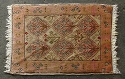1K986 old butter-colored small prayer rug with trees of life ~1930 60 x 93 cm