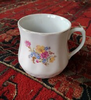 Beautiful old porcelain cup with handle, mug, field flower, quarry porcelain factory (drasche) mark