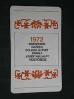 Card calendar, vasép iron industry metal structure manufacturing company, Budapest, graphic, 1972, (5)