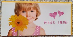 Jókívánság képeslap borítékkal üdvözlőlap üdvözlőkártya levelezőlap postatiszta német gerbera gyerek