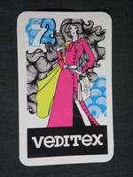 Card calendar, veditex textile trading company, Budapest, graphic designer, female model, 1972, (5)