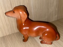 Beautiful hand-painted aquincum porcelain dachshund nipp animal statue 12x7 cm