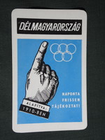 Kártyanaptár, Délmagyarország napilap,újság, magazin ,grafikai rajzos, olimpia, 1972,   (5)