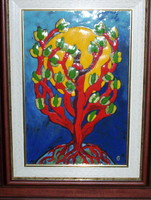Fire enamel, title: tree of life, 30cmx20 cm.