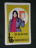 Kártyanaptár,Takarékszövetkezet, női modell, 1972,   (5)
