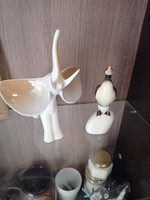 Hollóházi porcelán elafánt+ kormorán