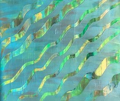 Waves 55x46cm abstract kortárs egyedi vászonkép