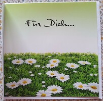 Képeslap borítékkal üdvözlőlap üdvözlőkártya levelezőlap postatiszta német margaréta virág mintával