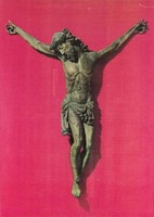 1Q129 Jézus a kereszten keretezett nyomat vallási kegytárgy 39 x 31 cm