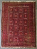 1K991 Antik nagyméretű bordó keleti perzsaszőnyeg kazettás mintákkal 200 x 290 cm