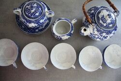 Kék japán cseresznyevirágos porcelán teás szett - szép, hibátlanok