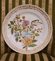 Antik Zsolnay pajzspecsétes alapra festett egyedi dísztál