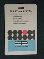 Kártyanaptár, Csehszlovákia, Nyitra, NITRAP műanyagfeldolgozó vállalat , 1971,   (5)