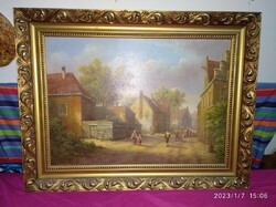 Fehérvár signed oil picture painting landscape oil painting with sign