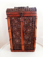 Old portable rattan wine rack