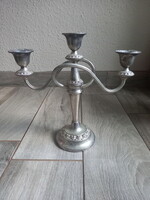 Wonderful old silver-plated three-pronged candle holder (24.5x25.5x cm)