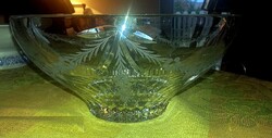 Antik kristályüveg mély tál metszett üveg - Art&Decoration