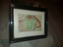 Nagy Magyarország térkép, paszományos díszkeretben, 62x52 cm