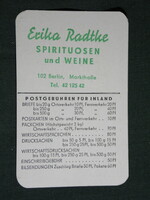Kártyanaptár, Németország, Erika Radtke borkereskedő, Berlin vásárcsarnok, 1971,   (5)