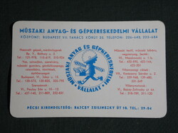 Kártyanaptár,MAGÉV műszaki anyag gépkereskedelmi vállalat,Budapest,Pécs kirendeltség 1971,   (5)