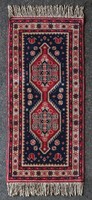 1L024 old art deco blue red hand-knotted connecting carpet 72 x 170 cm