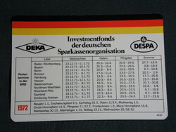 Card calendar, Germany, deka, despa savings bank, bank, 1972, (5)