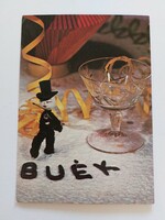 Old postcard 1974 New Year photo postcard chenille chimney sweep