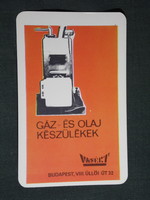 Kártyanaptár, VASÉRT üzletek, Budapest, gáz és olaj készülékek, grafikai rajzos, 1971,   (5)