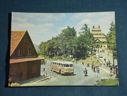 Postcard, mátra house, Mávaut Ikarus bus, stop, station