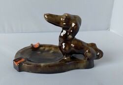 Hop ceramic ashtray, dachshund dog, art deco