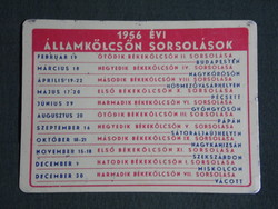 Card calendar, disk, otp savings bank, bank, government loan lotteries, 1956, (5)