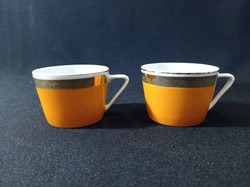 Hollóházi porcelán narancssárga mokkás/kávés csészék