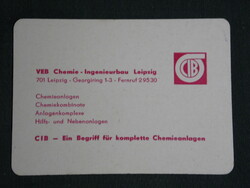 Kártyanaptár, Németország, NDK, VEB Chemie, vegyi üzem kombinát, Lipcse , 1968,   (5)