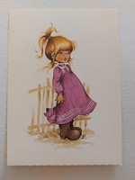 Retro postcard 1985 little girl