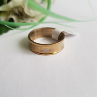 ÚJ, aranyszínű, Love feliratos, homorított gyűrű – USA 10 / EU 62 / Ø20mm