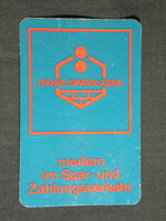 Kártyanaptár,Németország,NDK, DEINE SPARKASSE, takarékpénztár bank, 1971,   (5)