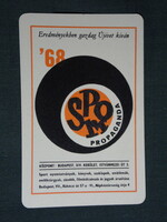 Kártyanaptár, Sportpropaganda,kiadványok, jegyek árusítása Budapest , 1968,   (5)