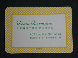 Kártyanaptár,Németország, Halle, művészeti galéria,üzlet,,Irma Kormann KUNSTGEWERBE1970,   (5)