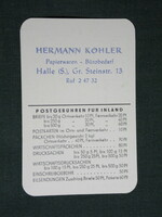 Kártyanaptár, Németország, Halle, HERMANN KOHLER papír írószer üzlet, 1968,   (5)