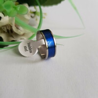 New silver ring with blue stripes - usa 8 / eu 57 / ø18mm