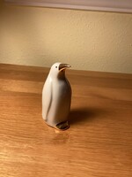 Hollóházi ritka porcelán pingvin aranyozással 10 cm.