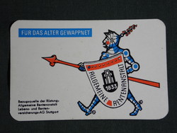 Kártyanaptár, Németország, Fegyver kereskedő ,üzlet, grafikai rajzos, páncélos katona, 1971,   (5)