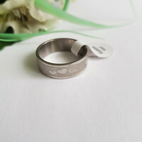 ÚJ, ezüstszínű, szív mintás mattított gyűrű – USA 10 / EU 62 / Ø20mm