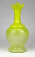 1L760 Antik fújt sárga üveg váza 18.5 cm